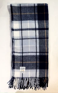 FARIBO Acrylic Blanket 54 x 54 Blue Plaid Fringe Throw USA Made - Picture 1 of 4