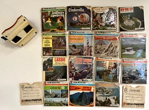 View Master Viewer + Reel Lot Disney Mickey Cinderella Travel Vintage 1950s-70s - Picture 1 of 14