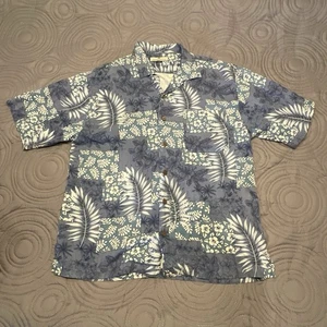 Camicia hawaiana Tommy Bahama uomo grande seta blu floreale bottoni spiaggia casual - Foto 1 di 10