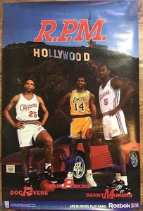 LAKERS / CLIPPERS BASKETBALL POSTER 23x35 DOC RIVERS DANNY MANNING SAM PERKINS - Picture 1 of 1
