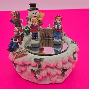 Caja de música de cuerda de Navidad de colección patinaje sobre hielo niños en estanque espejo ¡VIDEO! ¡LEER! - Imagen 1 de 15