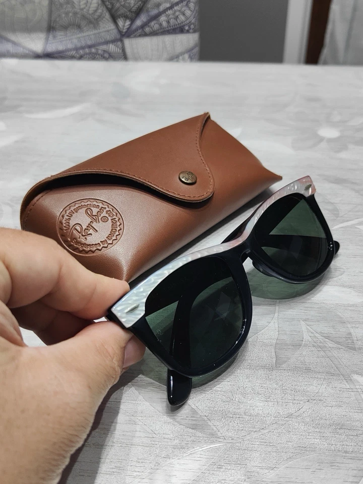 Ray-Ban Wayfarer B&L USA 50-22 Nero Madreperla Vintage Originale Lenti BL - Immagine 1 di 4
