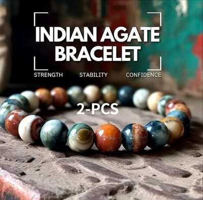 2件装波西米亚时尚天然玛瑙珠手链时尚珠宝男士女士礼物美国 — 第 1/4 张图片