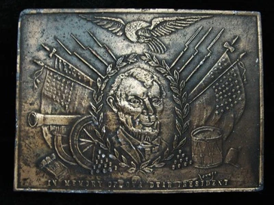 QJ01120 HEBILLA DE CINTURÓN CONMEMORATIVO PRESIDENTE VINTAGE AÑOS 70 ***ABRAHAM LINCOLN*** Foto 1 de 2