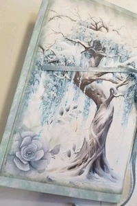 Junk Journal Blankoheft "WINTERGARTEN" BLAU Blumen, LG 8,5"x5,5" 40 Seiten  - Bild 1 von 19