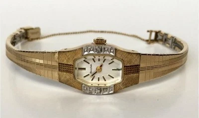 Reloj pulsera de dos tonos vintage Bulova Diamond Petite 6" para dama 1/40 Foto 1 de 4