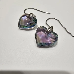 Pendientes de acero inoxidable corazones de cristal AB púrpura Lt - Imagen 1 de 2