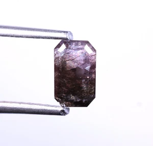Diamante de sal y pimienta natural radiante blanco-marrón 0,66 quilates para anillo fino. - Imagen 1 de 5