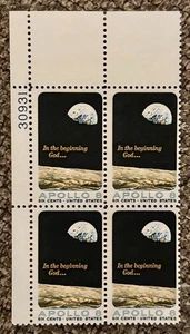 Scott #1371 Apollo 8 Moon Orbit, 1969 US 6c Block Stamps, og, mnh, vf/xf - Picture 1 of 2