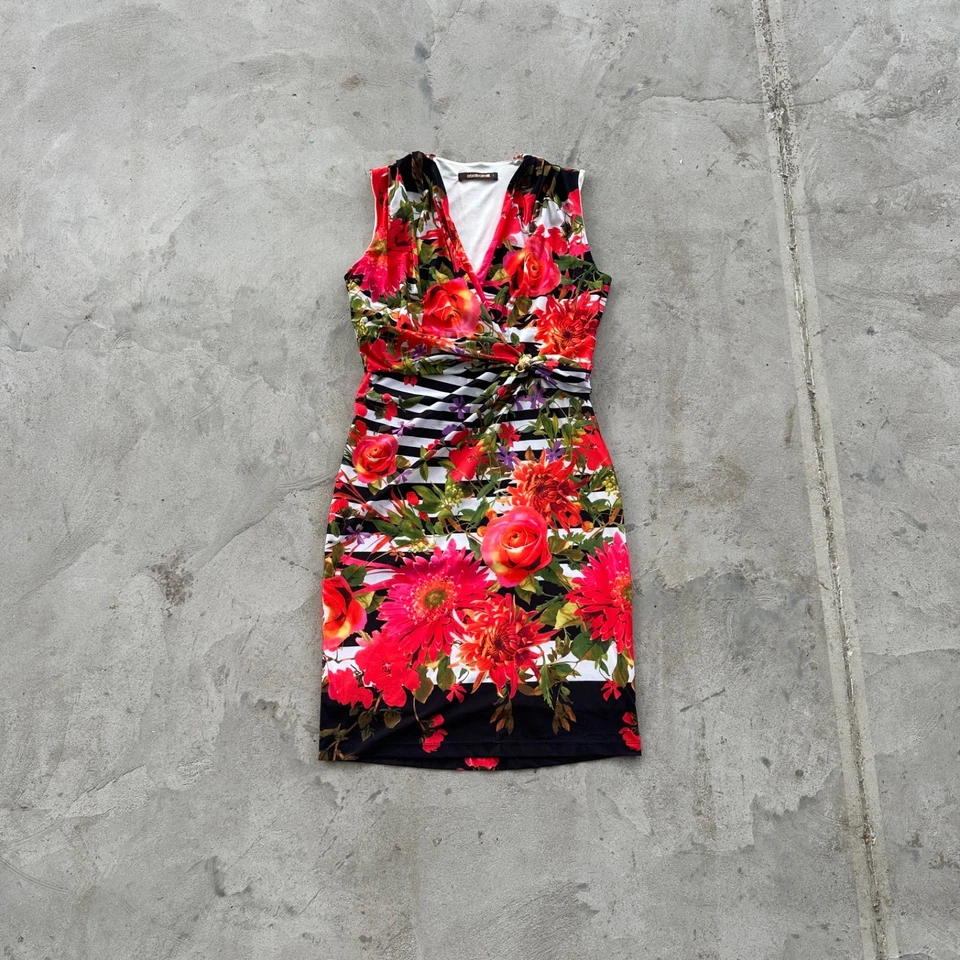 Vestido midi floral vintage Roberto Cavalli rojo melat para mujer talla M Foto 1 de 4