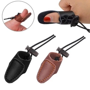 Soft Leather Thumb Ring Leather Archery Finger Tabs Longbow Protective Gear - Picture 1 of 15