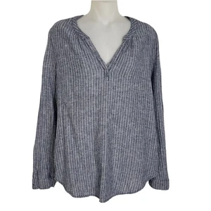 Beach Lunch Lounge Collection Damen Top mittelblau weiß gestreift Leinenmischung - Bild 1 von 10
