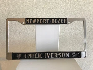 Chick Iverson VW Porsche License Plate Frame Newport Beach California Black CA - Picture 1 of 2