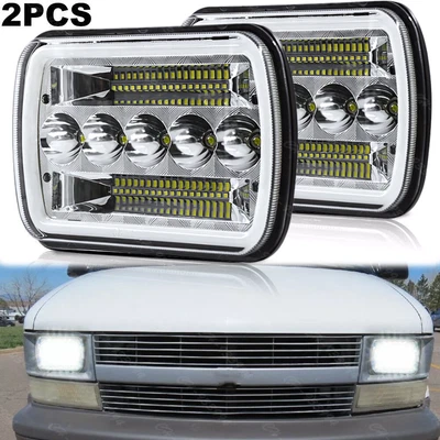 2PCS 7x6" LED Headlights Hi/Lo Beam Fit Chevrolet Astro Express Cargo Van - Image 1 of 4