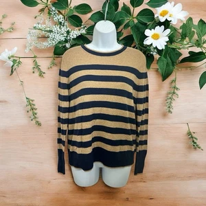 A New Day Rundhalspullover Gr. M braun marine gestreift Pulli Oberteil Baumwollmischung - Bild 1 von 4