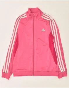 ADIDAS Girls Tracksuit Top Jacket 11-12 Years Pink Polyester AU21 - Picture 1 of 4