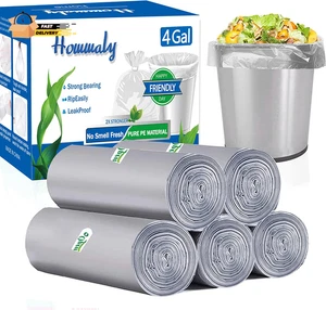 Fodere per Pattumiera Grigio 4 Galloni,Piccoli Sacchetti Spazzatura Grigio 250,Extra Forte 3,4,5 G - Foto 1 di 12