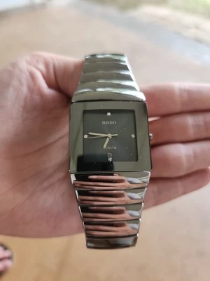 罕见 Rado Jubile 黑色陶瓷男士坦克手表工作 — 第 1/3 张图片