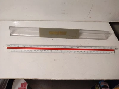 REGLE TRIAGULAIRE A ECHELLE ARCHITECTE MINERVA  BOITIER CRISTAL VINTAGE BEL ETAT - Photo 1/4