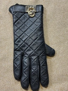 Michael Kors Stepphandschuh Leder Hamilton Lock schwarz Leder gesteppt nur rechts - Bild 1 von 7