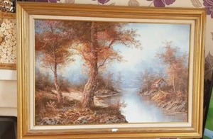 Oil Paintings On Canvas Calm Autumn Scenery By I Cafieri 110 x 80 CM - Picture 1 of 12