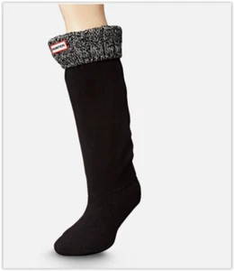 NIB Hunter Unisex 6 Stitch Cable Boot Sock Black Grey XL womens 11-13 Mens 10-12 - Picture 1 of 6