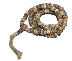 Collana zingara perle preghiera tibetane preghiera mala collana tribale A - Foto 1 di 2