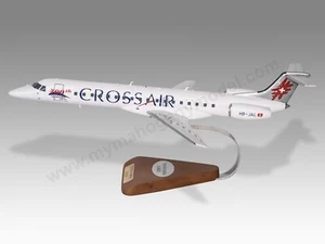 Embraer 145 HB Crossair 400th Desk Wood Airplane New Model Small Scale 1/100 - Picture 1 of 12