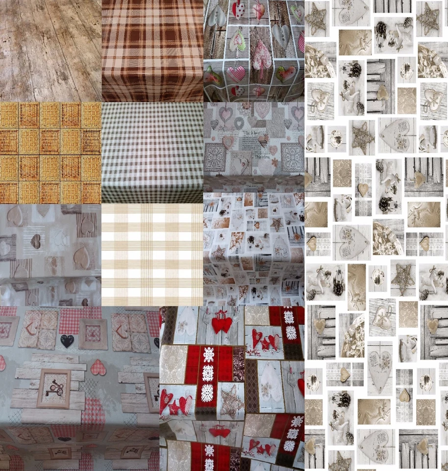 TRADITIONAL VINTAGE LOOK NATURAL BROWN PVC VINYL PARTY TABLE CLOTH PLAIN PRINTED - Image 1 of 1