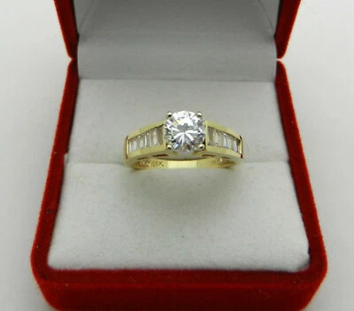 Classy 14K Solid Yellow Gold CZ 0.75 ct Engagement Ladies Ring 4.4 gr size 6 - Image 1 of 4