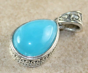 SILVER Vintage Style Sky Blue Quartz Teardrop Pendant Jewelry Woman Gift - Picture 1 of 1