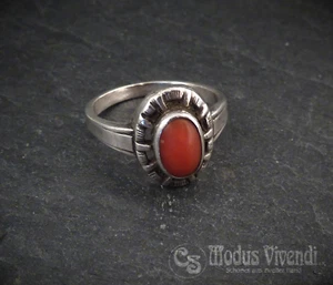 Antik / Vintage - Silberring mit Koralle aus 835er Silber Gr. 47 Kinderring - Bild 1 von 7