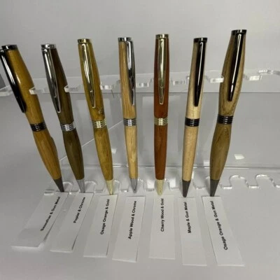 Pluma giratoria de madera hecha a mano torno de tinta negra torneado a mano bolígrafos de regalo Grandpacore Foto 1 de 4