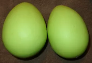 2 VINTAGE PLASTIC OR COMPOSITE GREEN EASTER EGGS 5-3/4" BIG - Picture 1 of 5