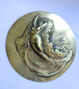 Jugendstil Mädchen Plakette - Bild 1 von 5