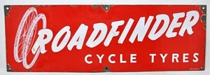 Vintage Enamel Porcelain Ad Sign Roadfinder Cycle Tyres Original Good Condition - Picture 1 of 3
