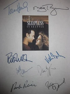 Guión de película firmado Sleepless in Seattle X8 Tom Hanks Meg Ryan Rita Wilson repetido - Imagen 1 de 1