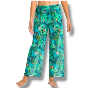Girls' Feeling Tropical Floral Printed Swim Cover Up Pants art class Medium 8 - Picture 1 of 5