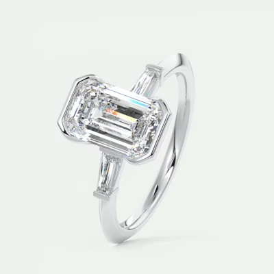 Anillo de compromiso de platino 950 esmeralda cultivada en laboratorio diamante certificado IGI de 2,2 quilates Foto 1 de 4