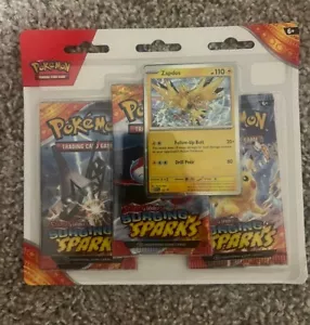 Pokemon TCG Scarlet & Violet Surging Sparks 3 Pack Blister Zapdos Fast Ship - Picture 1 of 1