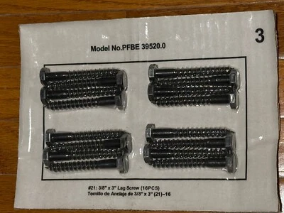 16 PCS 3/8”x3” Lag Screws Preform Carbon Strength Foldable Wall Rack PFBE39520.0 - Image 1 of 2