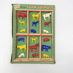 Vintage 1950's Plastic No. 27 Farm Animals 18 Pieces - Ohio Art Company - NOS - Picture 1 of 4