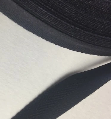 Bolso con correa de costura de cinta de sarga de espiga de algodón negro de 16 mm 2 m Foto 1 de 3