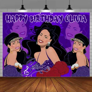 Selena Personalizado Personalizado Banner Telón de Fondo Suministros de Fiesta Regalo de Cumpleaños - Imagen 1 de 6