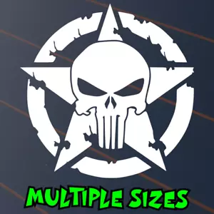 Punisher Army Star Sticker Car Decal Window 4x4 Skull Military JDM BNS Vinyl Ute - Picture 1 of 3