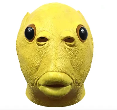Green Fish Monster Latex Mask Full Head Cover Halloween Party Funny Cosplay Prop - Image 1 of 4