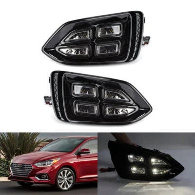 Par de faros antiniebla LED modificados para parachoques delantero luz blanca para Hyundai Accent 2019-2020 Foto 1 de 4