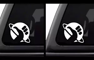 Hitchhiker's Guide to the Galaxy Thumb Two 5" White Vinyl Decal - Don't Panic - Picture 1 of 3