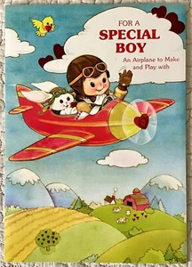 Unbenutzte Valentine Boy Fly Flugzeug Hase Play Activity Vintage Grußkarte 70er - Bild 1 von 4