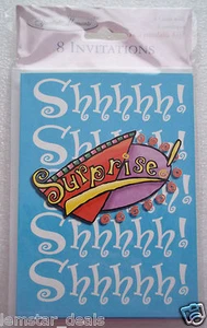 Special Moments 8 Pack of SURPRISE PARTY Invitations Unisex Design - Imagen 1 de 3